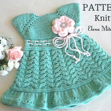 Knitting PATTERN Baby Dress Baptism Knitted Baby Cardigan