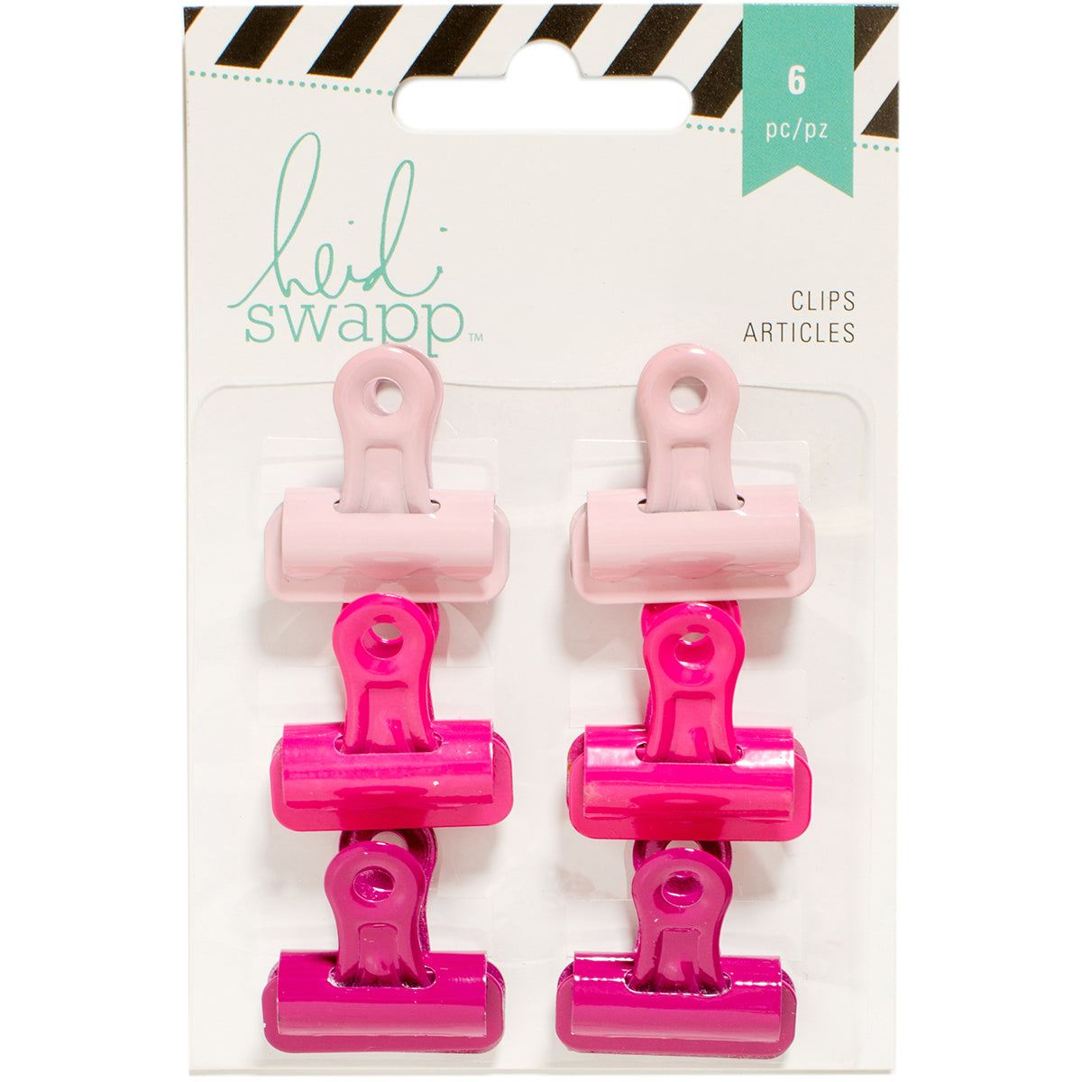 American Crafts Heidi Swapp Bulldog Clips 1" 6/Pkg - Pinks