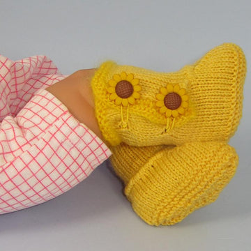 Baby Sunflower Button Booties