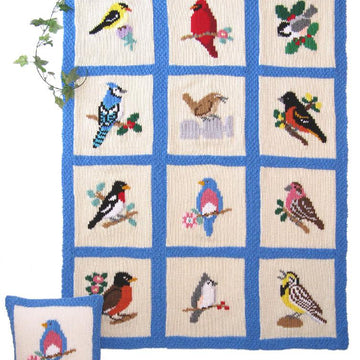 Knit Song Bird Afghan & Pillow