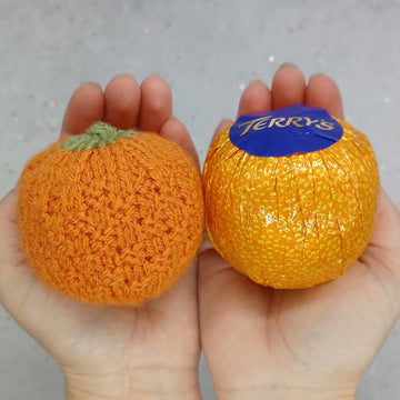 PDF Christmas Knitting Pattern DK Decoration "Chocolate" Orange Cover Filler Substitute Gift Charity EASY Bauble Re-Use Eco Recycle Terrys
