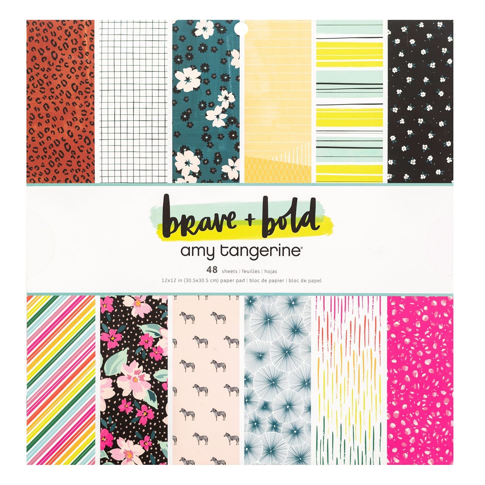 American Crafts Amy Tangerine - Brave + Bold Single-Sided Paper Pad 12"X12" 48/Pkg