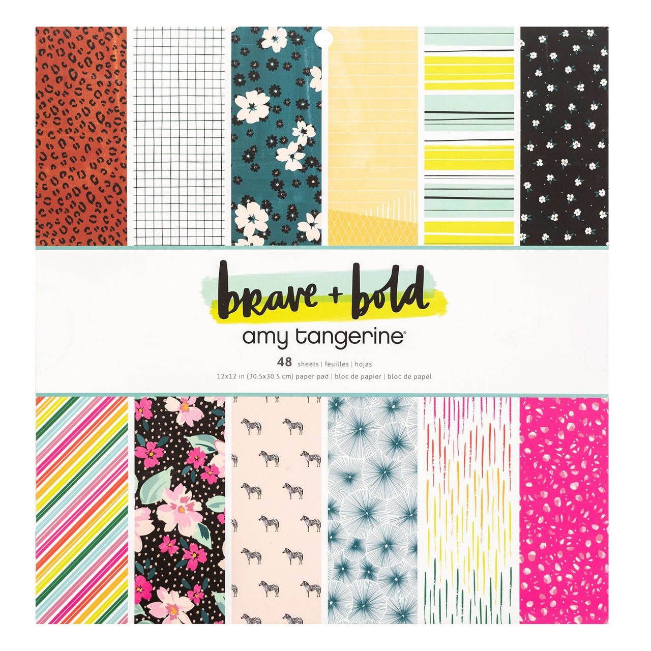 American Crafts Amy Tangerine - Brave + Bold Single-Sided Paper Pad 12"X12" 48/Pkg