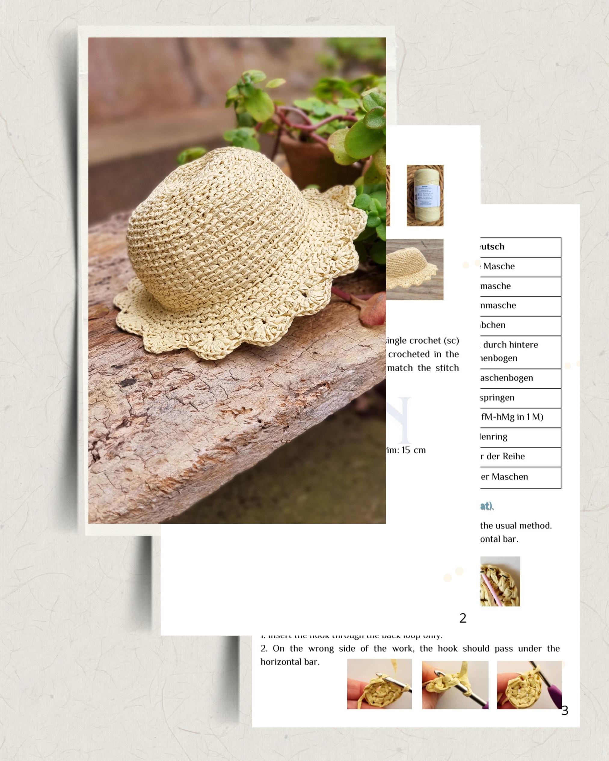 Raffia summer panama hat for adults and kids crochet pattern H1