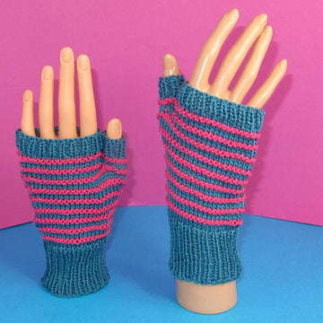Stripe Pattern Fingerless Gloves
