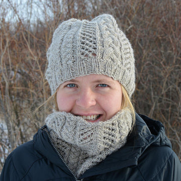 Cables and Lace Hat and Cowl