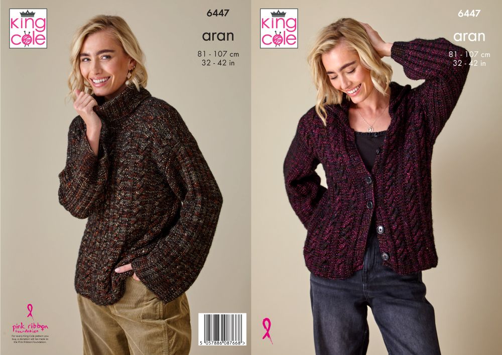 Sweater & Cardigan 6447 knitted in King Cole Firefly Aran