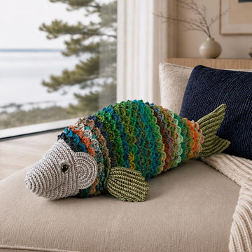 FINN the Fish crochet pillow