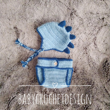 Dinosaur diaper / nappy cover and hat set