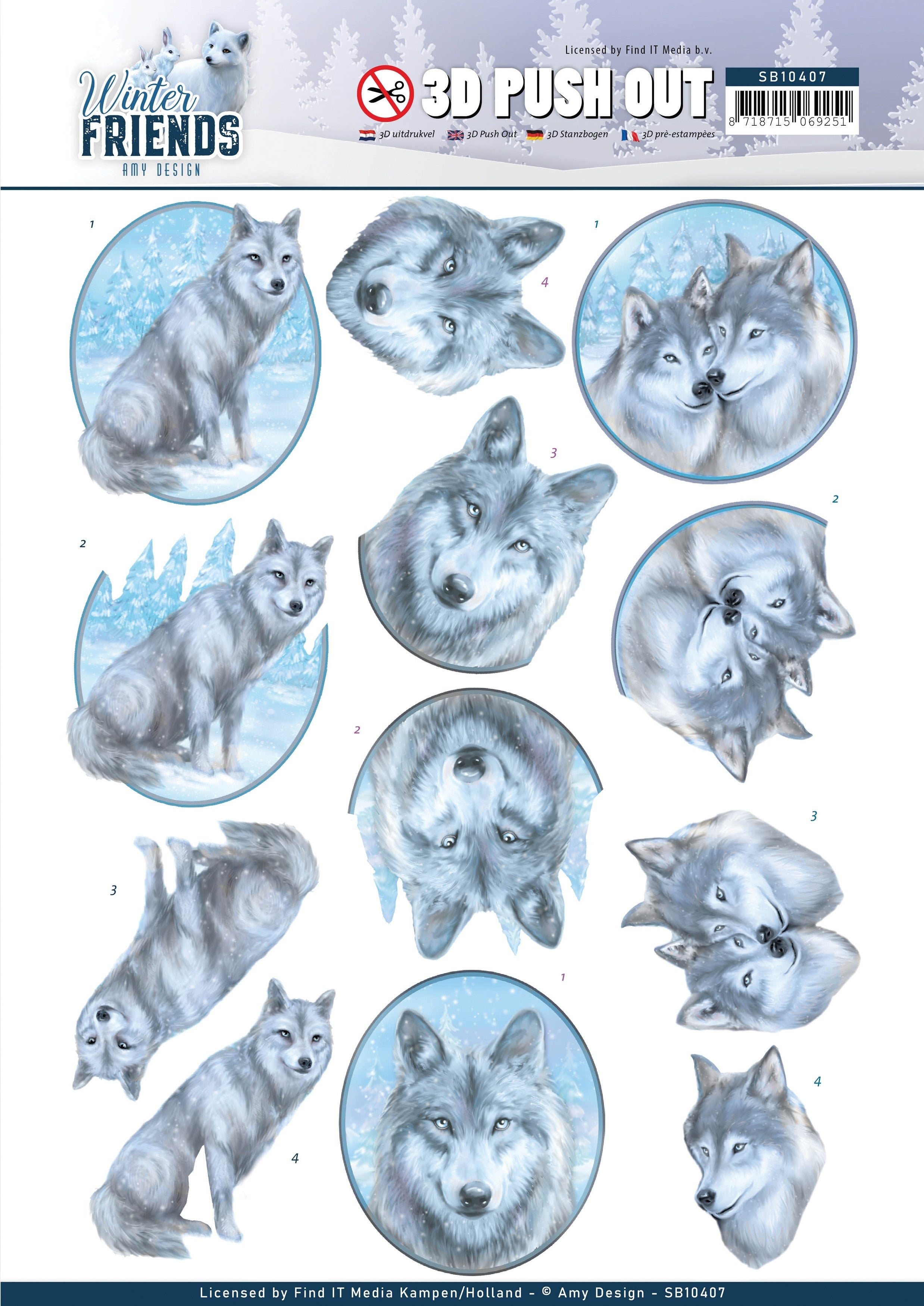 Find It Trading Amy Design Punchout Sheet - Winter Wolves, Winter Friends