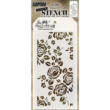Stampers Anonymous Tim Holtz Layered Stencil 4.125"X8.5" - Roses