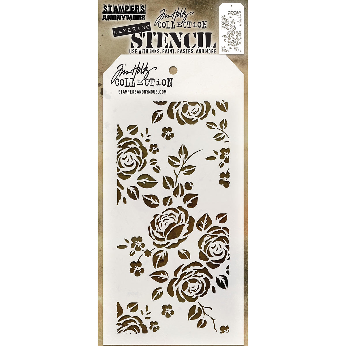 Stampers Anonymous Tim Holtz Layered Stencil 4.125"X8.5" - Roses