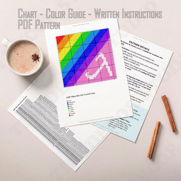 Rainbow Pillow LGBT Pride Lambda Mini C2C Diagonal Crochet Pattern