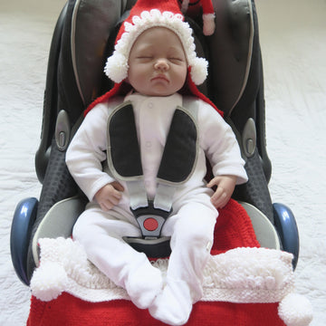 Santa Hooded Baby Car Seat Blanket & Toy