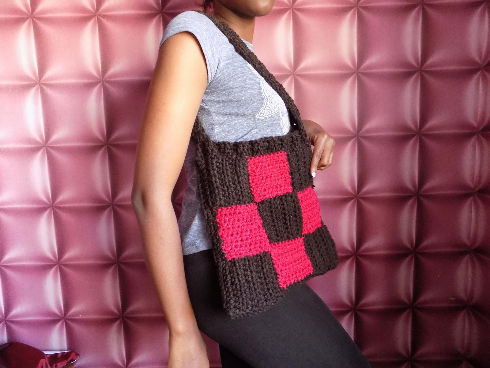 Patchwork drawstring tote bag