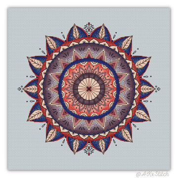 Mandala "Retro Red" Cross Stitch PDF Pattern