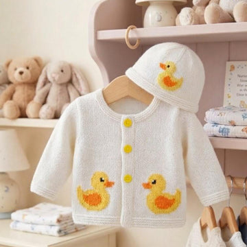 Baby Duck Cardigan and Hat