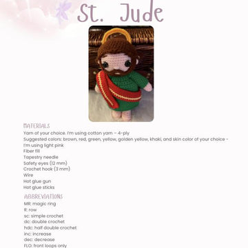 St. Jude Thaddeus Amigurumi Pattern - Available in English and Portuguese