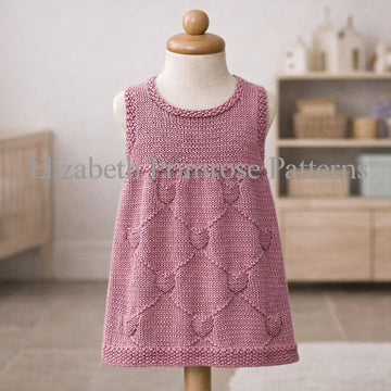 Diamond Hearts Dresses Knitting Pattern | P160 | 0–5 Years | Elizabeth Primrose Patterns