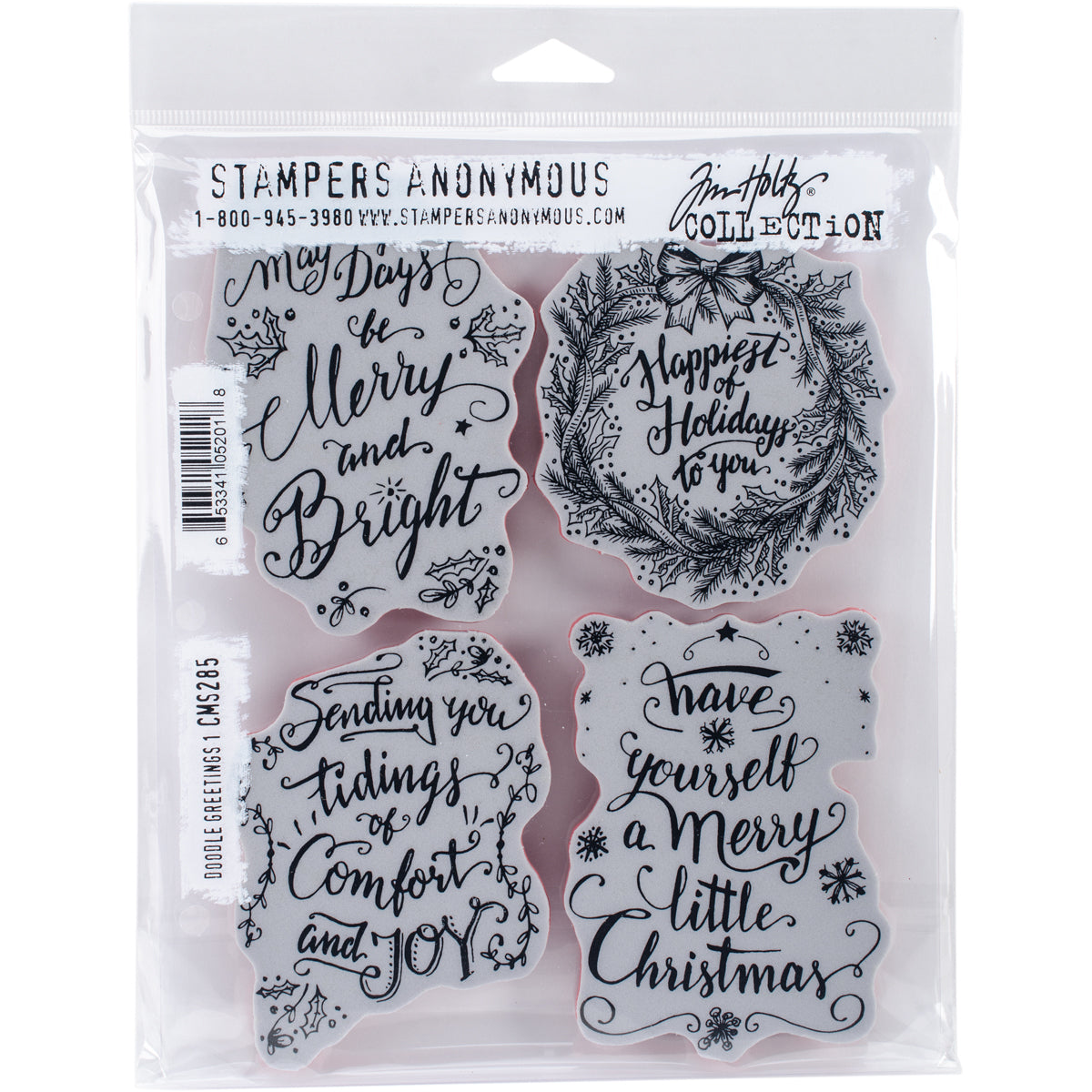 Stampers Anonymous Tim Holtz Cling Stamps 7"X8.5" - Doodle Greetings #1