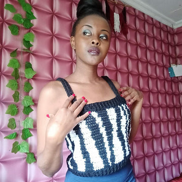 Zebra print crochet top-Animal print crochet top
