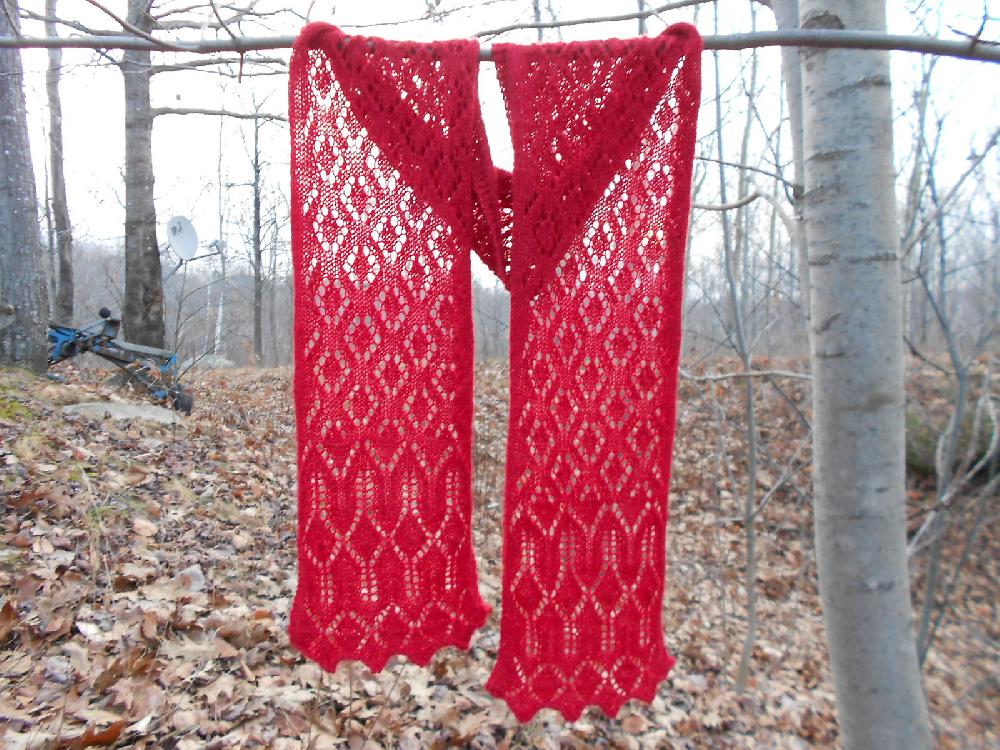 Cranberry Sauce Lace Scarf