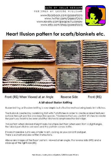 Black & White Valentine Heart Illusion Knitting
