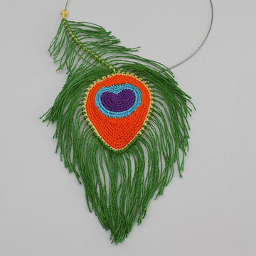 Peacock feather necklace