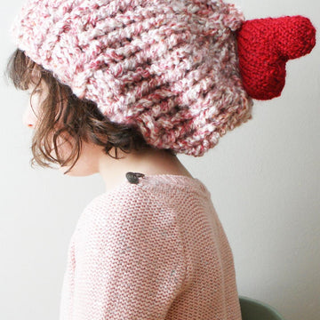 Chunky Slouchy Heart Hat and Cowl (hat024)