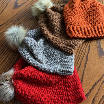 Katie Beanie with Faux Fur Pompon