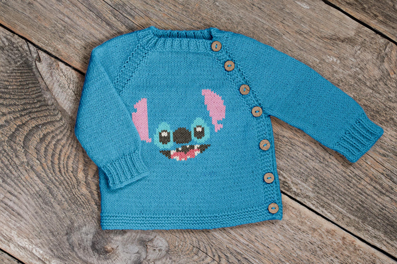 Knit kids sweater - PDF Knitting Pattern, Stitch motif duplicate stitching colorwork