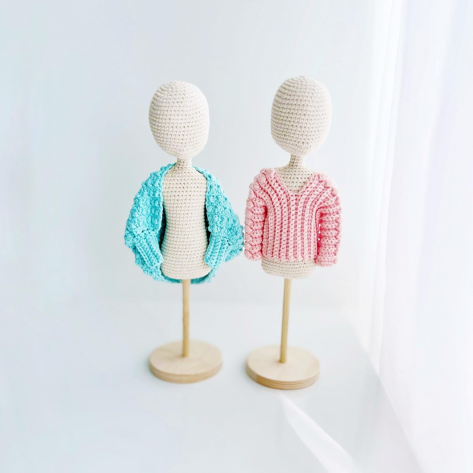Crochet doll clothes, amigurumi doll clothes, Spring sweaters