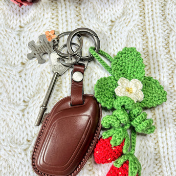Crochet strawberry keyring