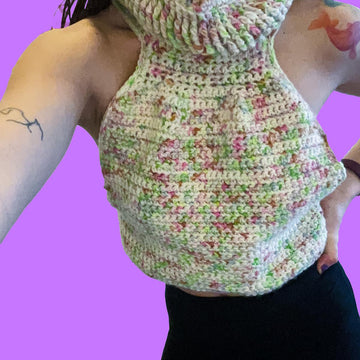 Cowl Neck Cropped Sweater Vest