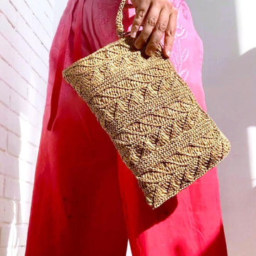 Raffia clutch bagCrochet pattern, Raffia clutch bag, Zipper raffia handbag