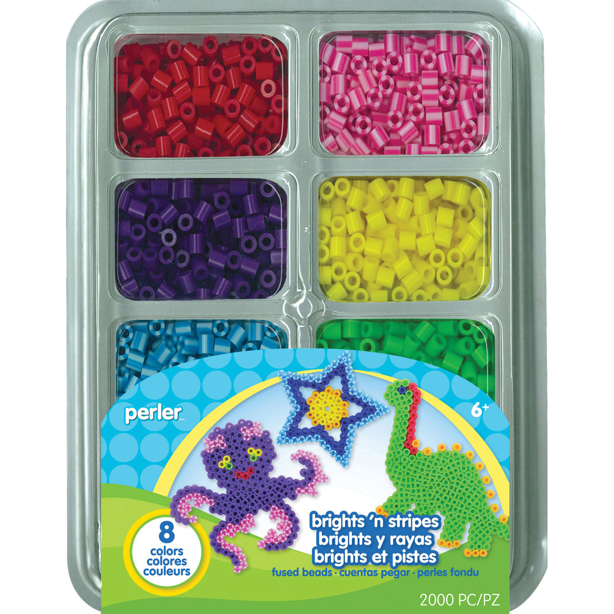 Perler Fused Bead Tray 2,000/Pkg - Brights 'n Stripes