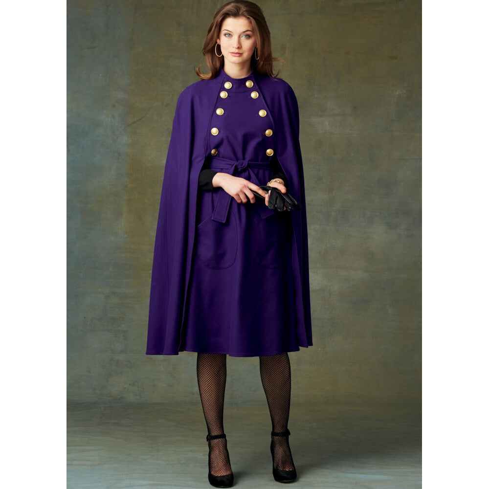 Vogue Misses' Cape with Stand Collar, Pockets, and Belt V9288 - Sewing Pattern