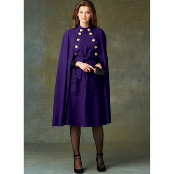 Vogue Misses' Cape with Stand Collar, Pockets, and Belt V9288 - Sewing Pattern