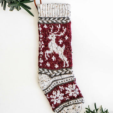 Prancing Deer Knit Stocking