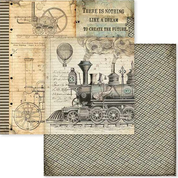 Stamperia Intl Stamperia Double-Sided Cardstock 12"X12" 10/Pkg - Voyages Fantastiques Steam Train