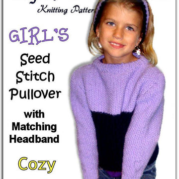 Girls sweater knitting pattern with matching headband 301