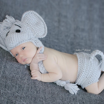 Josefina and Jeffery Elephant Baby Hat and Diaper Cover