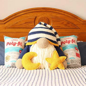 Large Sleepy Time Gnome with Moon & Star Pillows