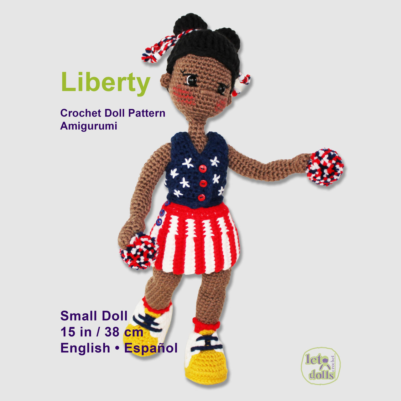 15 inch crochet doll pattern PDF, Small amigurumi doll, Liberty