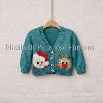 Santa & Rudolph Peekaboo Cardigans Knitting Pattern P107 – Elizabeth Primrose Patterns