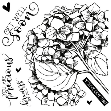Colorado Craft Company Clear Stamps 6"X6" - Get Well Hydrangea-Big & Bold