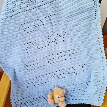 Eat Play Sleep Repeat Filet Blanket