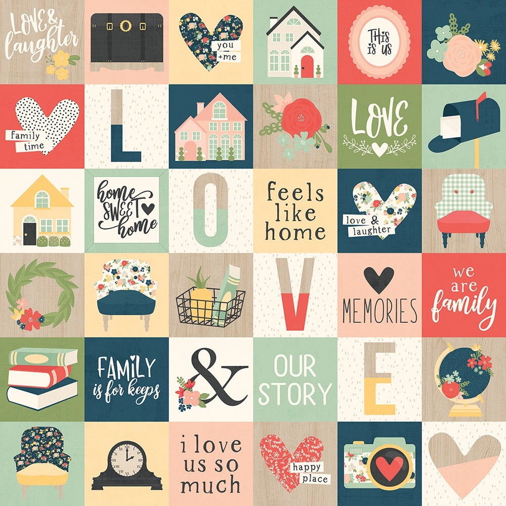 Simple Stories So Happy Together Double-Sided Cardstock 12"X12" 25/Pkg - 2"X2" Elements