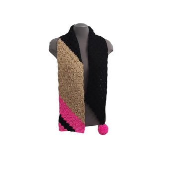 Pink Black Beige Scarf C2C