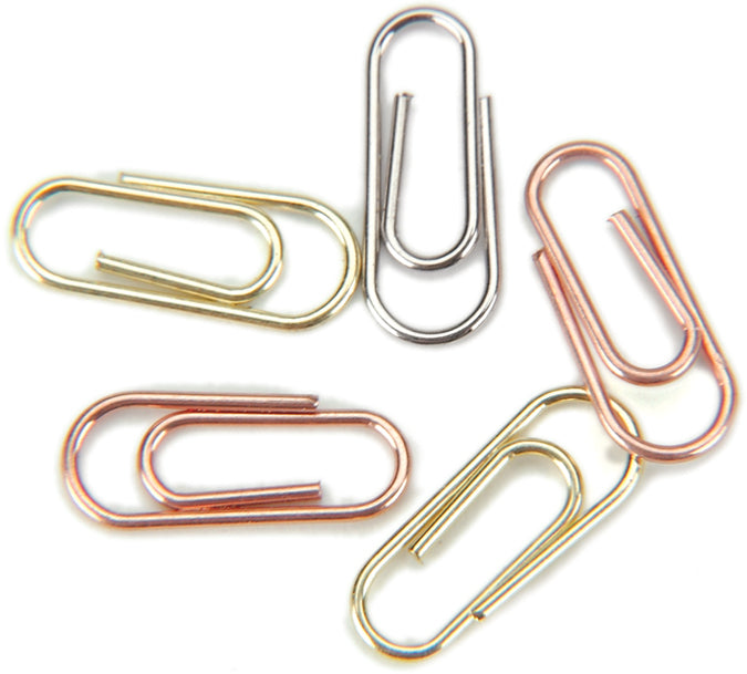 Creative Impressions Mini Metal Paper Clips .5"X.25" 25/Pkg - Silver, Copper & Brass